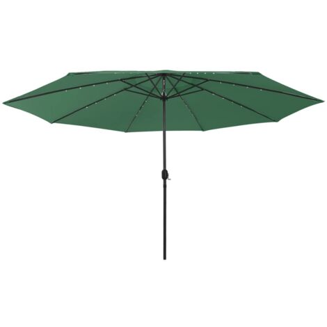 Parasol de jardin-Parasol de balcon avec lumières LED et mât en métal 400 cm vert 223070 (1/5)