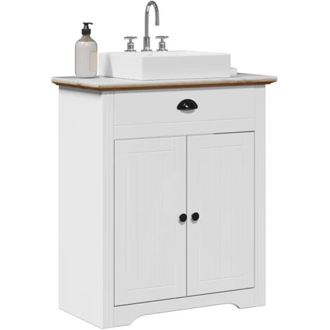 Armoire de lavabo-Meuble de salle de bain BODO blanc marron 70x35x80cm 739647 (1/5)