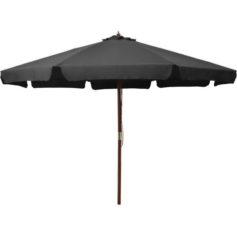 Parasol d'extérieur-Parasol de jardin avec mât en bois 330 cm Anthracite 134414 (1/5)