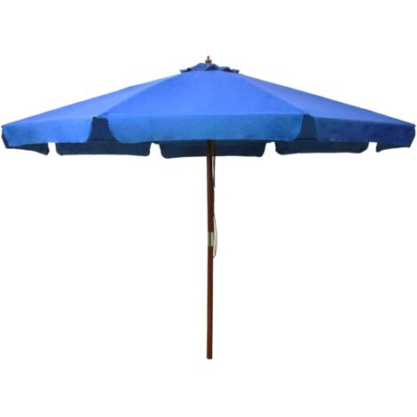 Parasol d'extérieur-Parasol de jardin avec mât en bois 330 cm Bleu azuré 847246 (1/5)