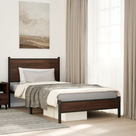 Cadre de lit en métal sans matelas-Structure de lit chêne marron 100x190 cm 748297 (1/5)