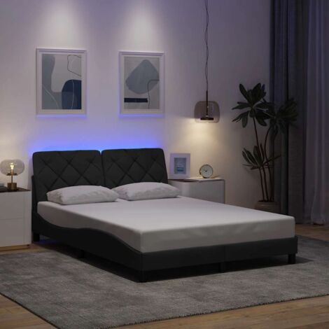 Structure de lit 120x200 cm gris foncé avec tête de lit LED 944041