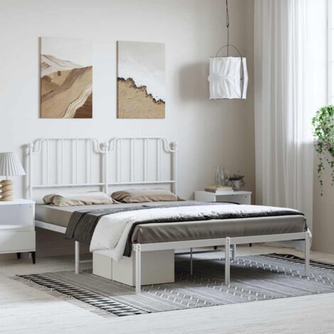 Cadre de lit métal sans matelas-Structure de lit et tête de lit blanc 135x190 cm 988477 (1/5)
