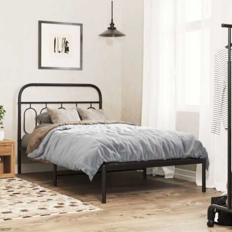 Cadre de lit métal sans matelas-Structure de lit avec tête de lit noir 100x190cm 250135 (1/5)