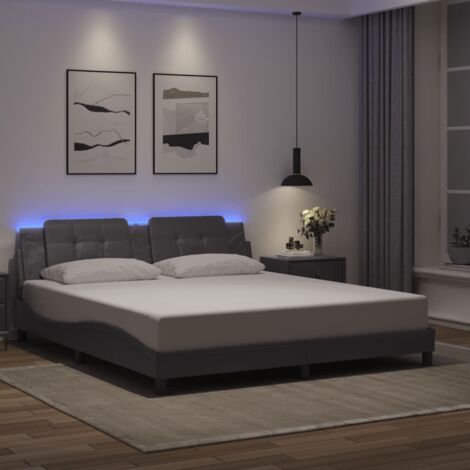 Cadre de lit avec LED sans matelas-Structure de lit gris 180x200 cm 680873 (1/5)