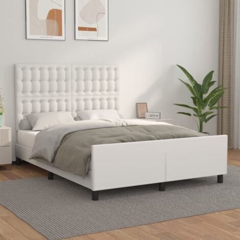 Cadre de lit sans matelas-Structure de lit blanc 140x200 cm similicuir 376925 (1/5)