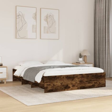 Cadre de lit sans matelas-Structure de lit chêne fumé 160x200 cm bois ingénierie 718488 (1/5)
