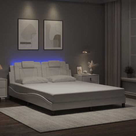 Cadre de lit avec LED sans matelas-Structure de lit blanc 160x200 cm 672612 (1/5)