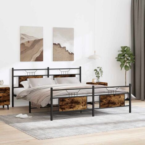 Cadre de lit en métal sans matelas-Structure de lit chêne fumé 160x200 cm 683455 (1/5)