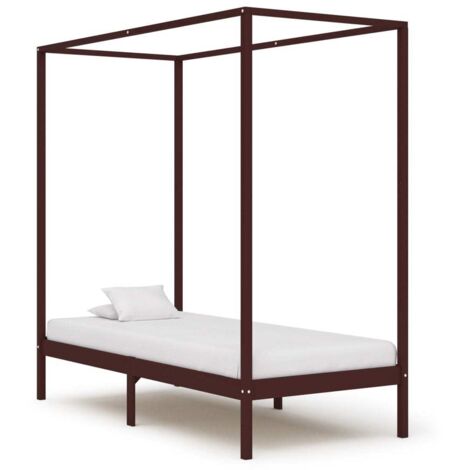 Cadre de lit à baldaquin sans matelas-Structure de lit bois massif 90x200 cm 452653 (1/5)