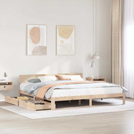 Cadre de lit avec tiroirs sans matelas-Structure de lit avec rangement 200x200 cm 262323 (1/5)