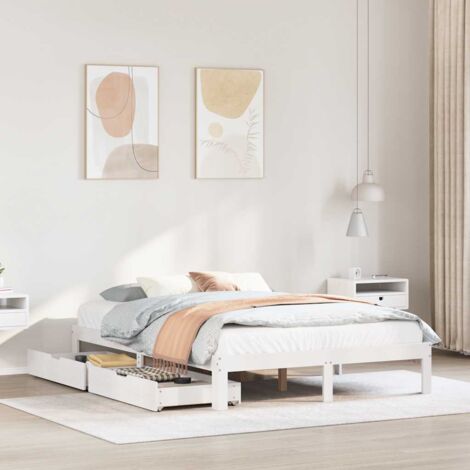 Cadre de lit avec tiroirs sans matelas-Structure de lit avec rangement blanc 160x200 cm 223386 (1/5)
