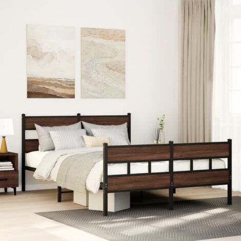 Cadre de lit en métal sans matelas-Structure de lit chêne marron 150x200 cm 775905 (1/5)