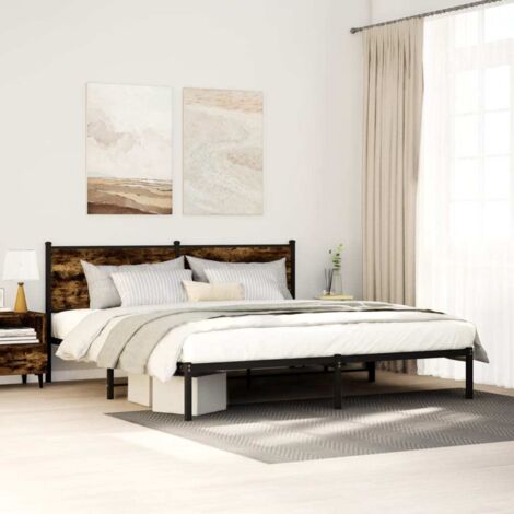 Cadre de lit en métal sans matelas-Structure de lit chêne fumé 160x200 cm 987625 (1/5)