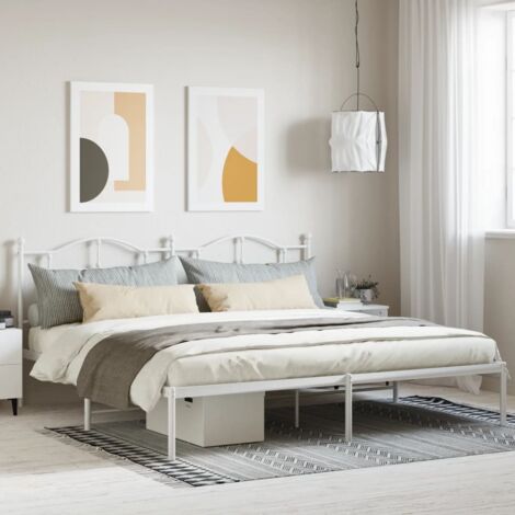 Cadre de lit métal sans matelas-Structure de lit et tête de lit blanc 200x200 cm 687302 (1/5)