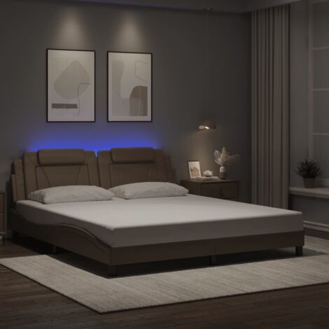 Cadre de lit avec LED sans matelas-Structure de lit cappuccino 180x200 ...