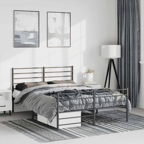Cadre de lit métal sans matelas-Structure de lit avec pied de lit noir 135x190cm 815211 (1/5)