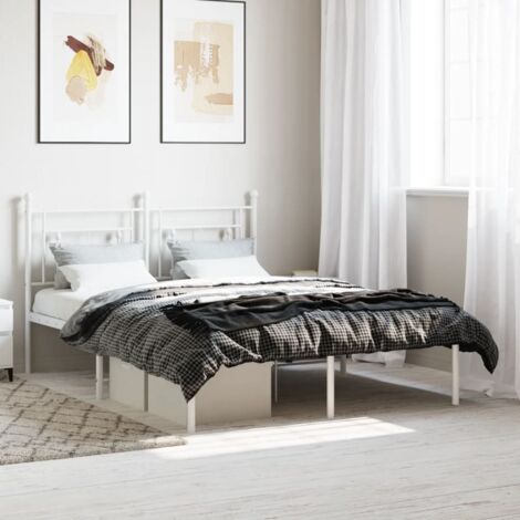 Cadre de lit métal sans matelas-Structure de lit et tête de lit blanc 140x190 cm 340846 (1/5)