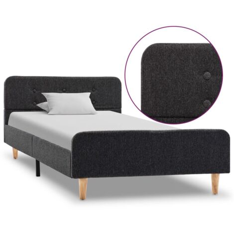 Cadre de lit-Structure de lit Gris foncé Jute 100 x 200 cm 618720 (1/5)