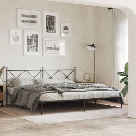Cadre de lit métal sans matelas-Structure de lit avec tête de lit noir 200x200cm 158270 (1/5)