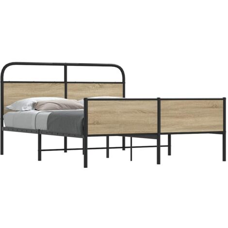 Cadre de lit en métal sans matelas-Structure de lit chêne fumé 160x200 cm 851936 (1/5)