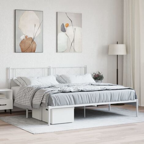 Cadre de lit métal sans matelas-Structure de lit et tête de lit blanc 180x200 cm 562233 (1/5)