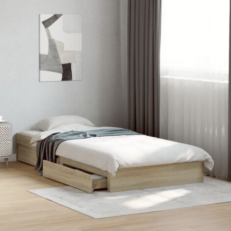 Cadre de lit avec tiroirs sans matelas-Structure de lit avec rangement chêne sonoma 90x200 cm 625952 (1/5)