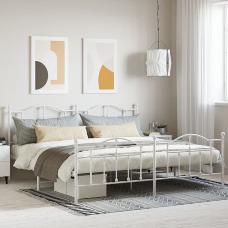 Cadre de lit métal sans matelas-Structure de lit et pied de lit blanc 200x200 cm 623472 (1/5)