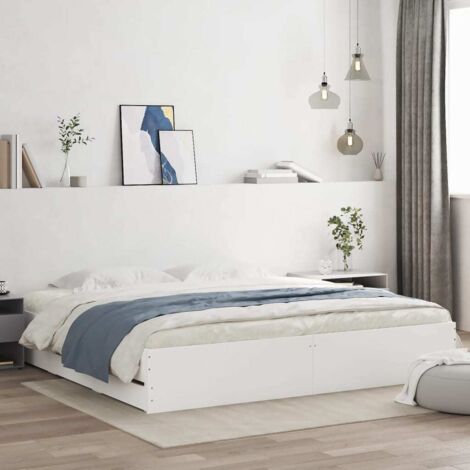 Cadre de lit avec tiroirs sans matelas-Structure de lit avec rangement blanc 200x200 cm 218389 (1/5)