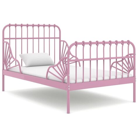 Cadre de lit extensible sans matelas-Structure de lit rose métal 80x130/200 cm 505963 (1/5)