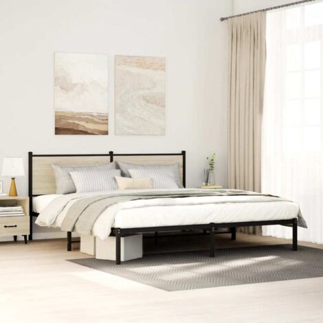 Cadre de lit en métal sans matelas-Structure de lit chêne sonoma 160x200 cm 647834 (1/5)