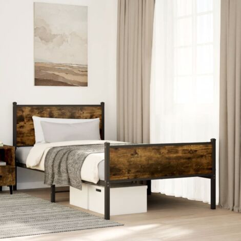 Cadre de lit en métal sans matelas-Structure de lit chêne fumé 100x190 cm 266291 (1/5)