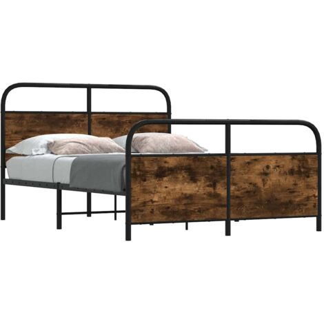 Cadre de lit en métal sans matelas-Structure de lit chêne fumé 140x190 cm 572013 (1/5)