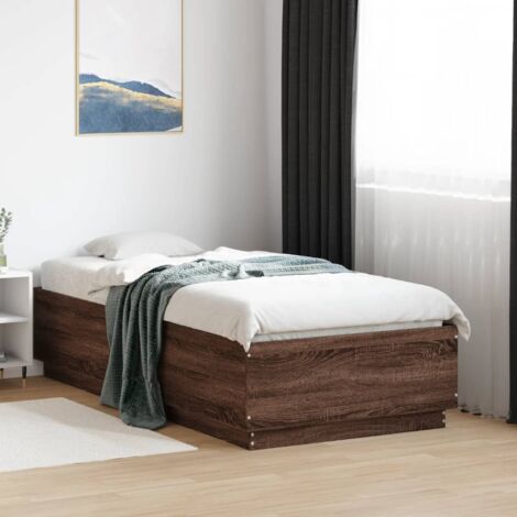 Cadre de lit avec LED sans matelas-Structure de lit chêne marron 90x190 cm 804042 (1/5)