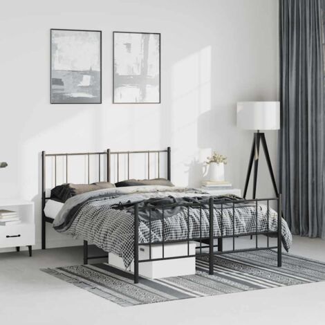 Cadre de lit métal sans matelas-Structure de lit avec pied de lit noir 135x190cm 613030 (1/5)