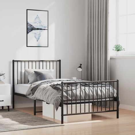 Cadre de lit métal sans matelas-Structure de lit avec pied de lit noir 100x190cm 934415 (1/5)