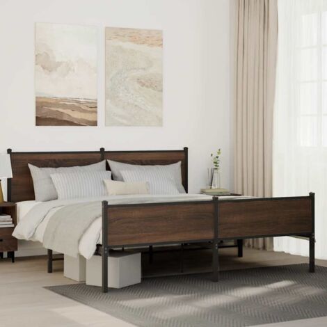 Cadre de lit en métal sans matelas-Structure de lit chêne marron 180x200 cm 744080 (1/5)