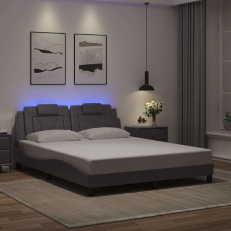 Cadre de lit avec LED sans matelas-Structure de lit gris 160x200 cm 665335 (1/5)