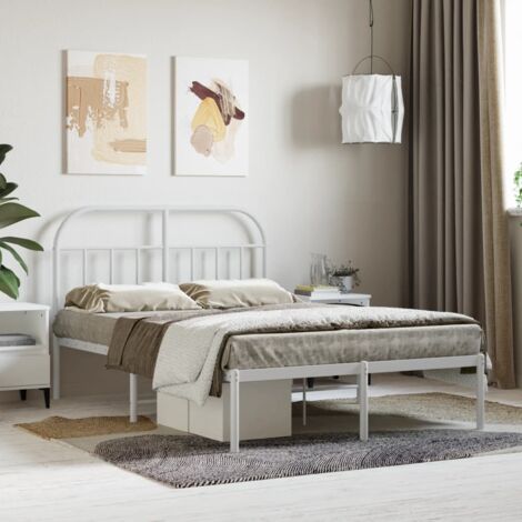Cadre de lit métal sans matelas-Structure de lit et tête de lit blanc 120x200 cm 554221 (1/5)