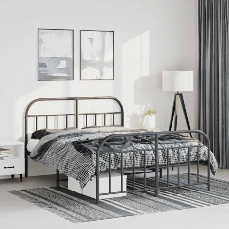 Cadre de lit métal sans matelas-Structure de lit avec pied de lit noir 135x190cm 909816 (1/5)