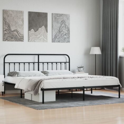 Cadre de lit métal sans matelas-Structure de lit avec tête de lit noir 200x200cm 830187 (1/5)