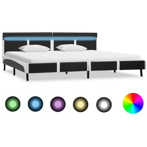 Cadre de lit avec LED sans matelas-Structure de lit Gris Similicuir 180x200 cm 706662 (1/5)