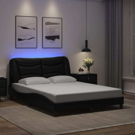 Cadre de lit avec LED sans matelas-Structure de lit noir 140x190 cm 479106 (1/5)