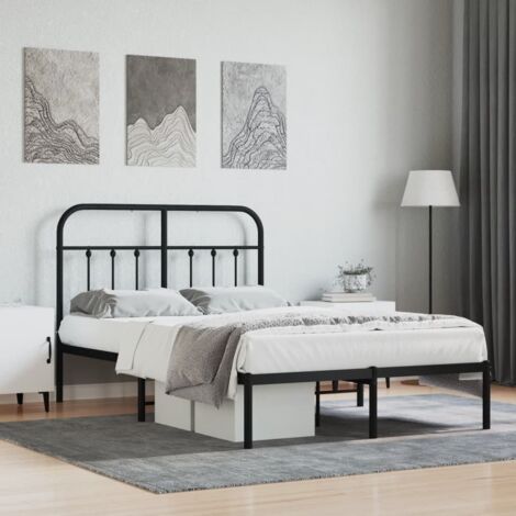 Cadre de lit métal sans matelas-Structure de lit avec tête de lit noir 120x200cm 799118 (1/5)