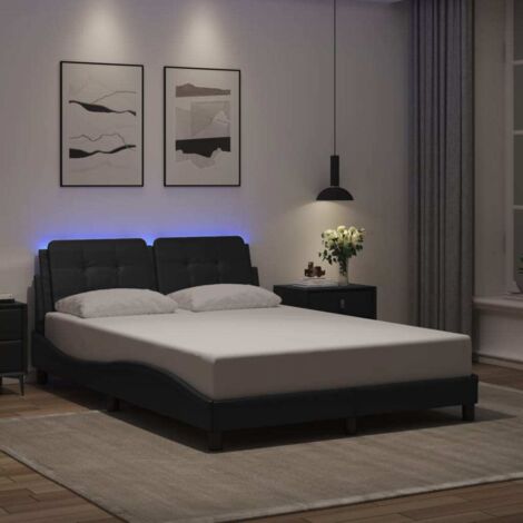 Cadre de lit avec LED sans matelas-Structure de lit noir 140x190 cm 816532 (1/5)