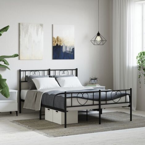 Cadre de lit métal sans matelas-Structure de lit avec pied de lit noir 160x200cm 319602 (1/5)