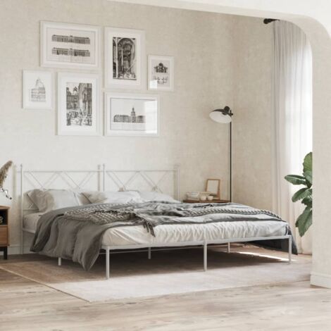 Cadre de lit métal sans matelas-Structure de lit et tête de lit blanc 180x200 cm 237239 (1/5)