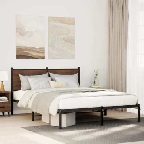 Cadre de lit en métal sans matelas-Structure de lit chêne fumé 140x190 cm 974858 (1/5)