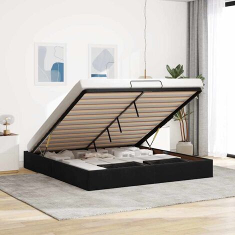 Cadre de lit ottoman sans matelas-Structure de lit noir 160x200 cm velours 375739 (1/5)