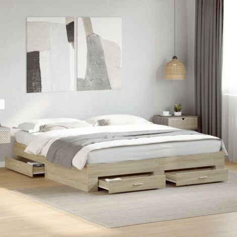 Cadre de lit avec tiroirs sans matelas-Structure de lit avec rangement chêne sonoma 180x200 cm 928914 (1/5)